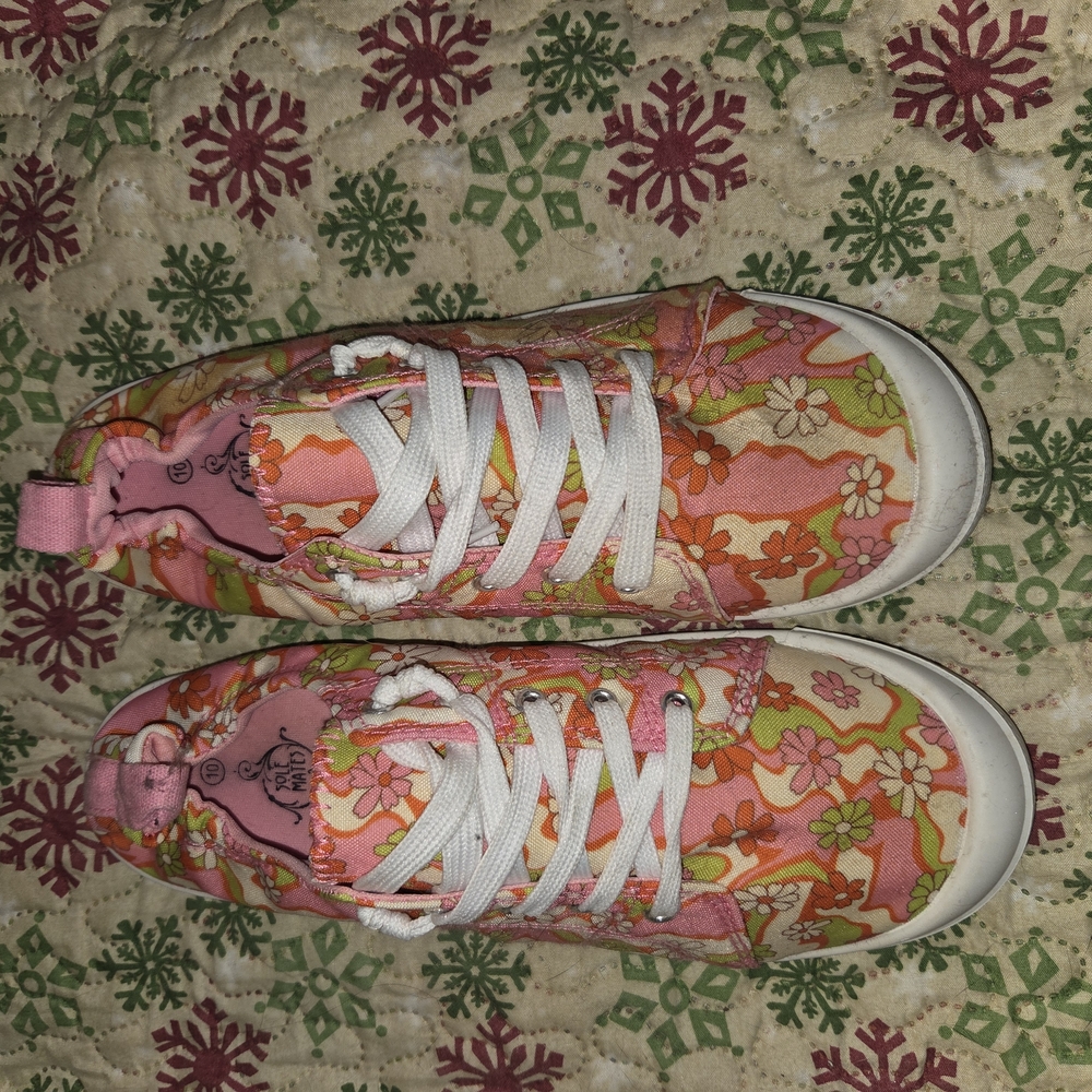 Floral Pink and Orange Womens Shoes